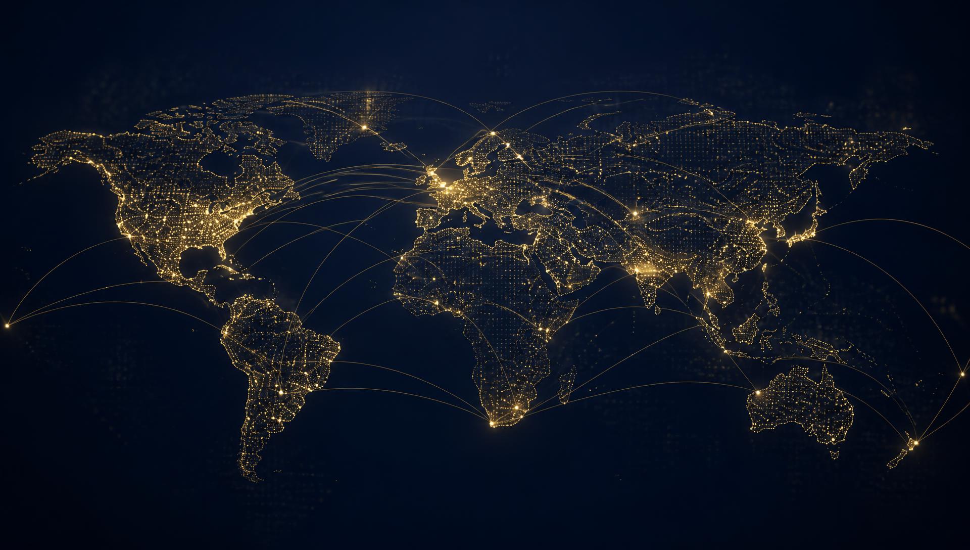 Abstract world map showing ZUNTIX global sourcing and distribution network